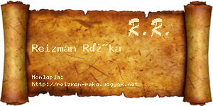 Reizman Réka névjegykártya